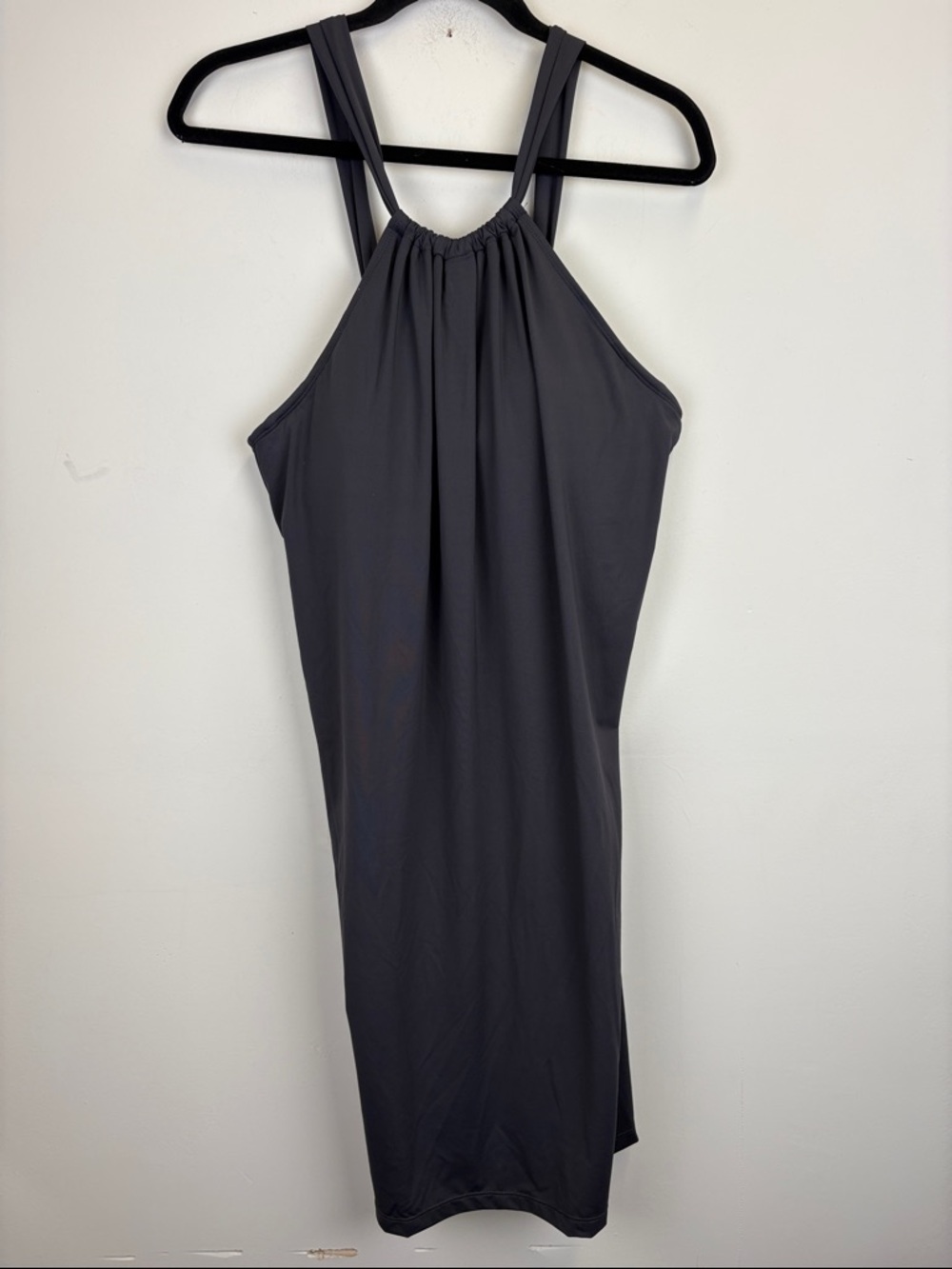 Athleta Gray Built In Bra Halter Dress PXL Athleisure Travel